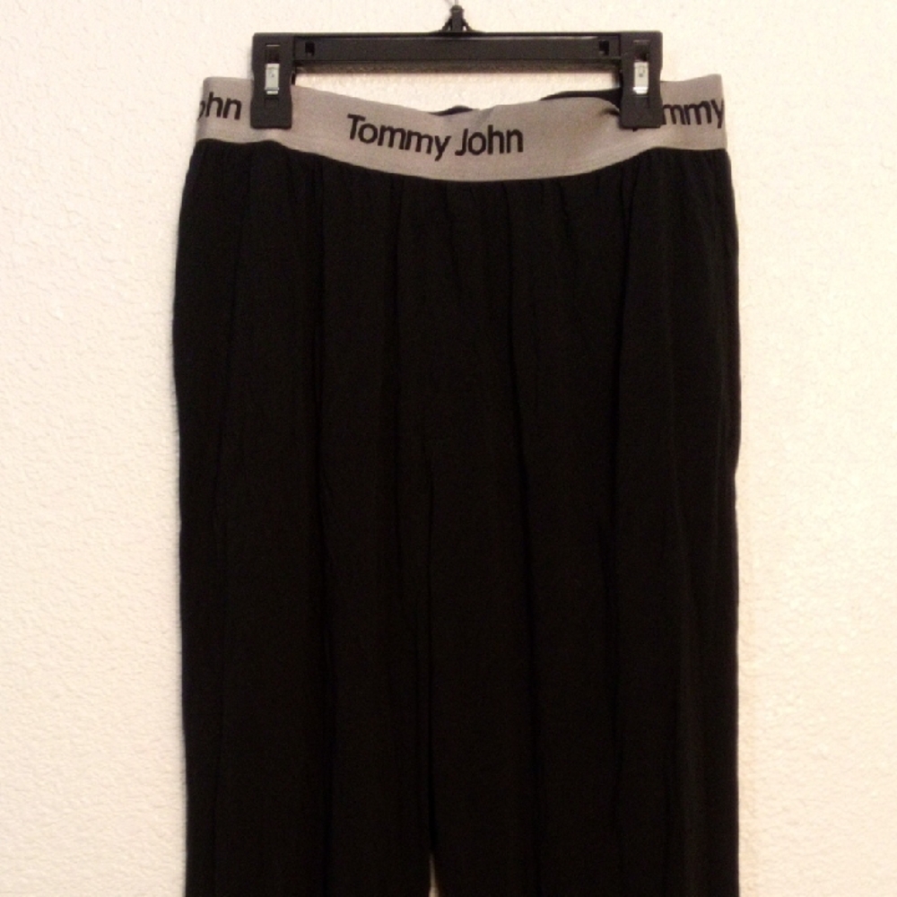 Tommy John Black Ribbed Thermal Long Johns with Gray Waistband - Picture 2 of 5